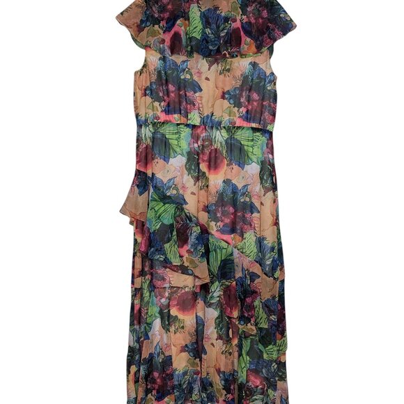 Soft Surroundings Maxi Dress Large V-Neck Ruffle Floral Boho Wedding Resort - Picture 6 of 6